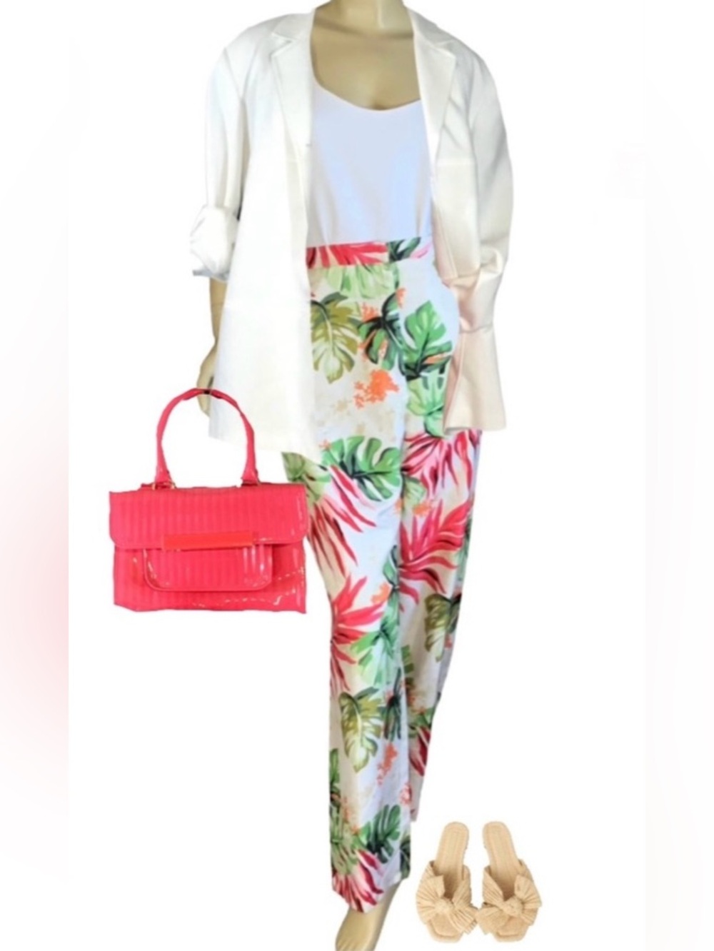 TALBOTS SILK COLORFUL TROPICAL PRINT STRAIGHT LEG TROUSERS (18)